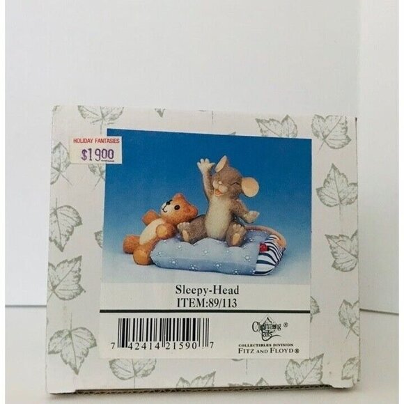 Sleepy Head Fitz & Floyd Charming Tails Mouse Teddy Bear #89/113 Figurine & Box - Picture 7 of 10